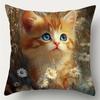 Yc Moderno Lindo Funda de Almohada de Gato Flor Lino Cojín Fábrica Venta al Por Mayor Sala de Estar Sofá Decorativo Cojín de Cabecera