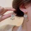 925 Plata Antialérgica Diamante Completo Cierre Seguro Aretes de Perlas de Nueva Moda Aretes Temperamento Único Estudiante Diario Cabello Corto