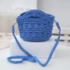 Bolsa Tejida de Cuerda de Algodón Bolso Cruzado Casual Tejido a Mano Bolso de Hombro para Playa Bolso Hueco de Vacaciones Bolsa para Teléfono Móvil