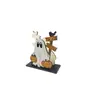 Suporte de Guardanapo de Madeira Pintado à Mão para Halloween Boo-Ville Fantasma Rústico Fazenda Corvo Abóbora Suporte de Guardanapo de Mesa