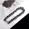 Pulseira masculina de aço titânio com tendência europeia e americana, corrente de discoteca, personalidade, padrão da Grande Muralha, joias CE639