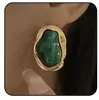 Joias Transfronteiriças Europeias e Americanas Brincos de Pérola Irregulares Coloridos Inlaid Barrocos Latão Irregular Vintage Galvanizado com Ouro Real