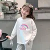 Camiseta base respirável de algodão puro, top infantil, roupa infantil da moda, camiseta para bebês meninas, manga longa estilosa de desenho animado para meninas