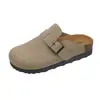 Chinelos Birkenstock de sola grossa, semissapato, bico redondo, fáceis de calçar, sola macia, antiderrapantes, sapatos femininos retrô, chinelos de bico fechado, para uso externo, exportação da moda