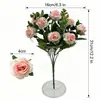 Arreglos de Flores Artificiales al por Mayor: Eucalipto con 11 Mini Rosas Rosas Delicadas, Flores Artificiales para Decoración de Bodas y Hoteles