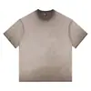 Camiseta de manga corta pesada 230g de algodón puro desgastada hombro caído todo algodón degradado bicolor holgada extragrande transfronteriza