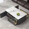 Conjunto de mesa de centro e rack de TV em pedra sinterizada Guangdong Foshan para apartamentos pequenos, sala de estar minimalista moderna para uso doméstico, mesa de centro retangular