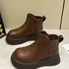 Promoção Quente Botas Martin Retro Sola Grossa 2026 Inverno Versátil Nova Sola Plataforma Mais Veludo Quente Botas Curtas de Couro Femininas