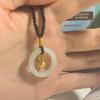 Colar Colar com Pingente de Sino Pequeno de Jade Fivela da Paz Pingente Teçido Estilo Ins Presente para Amigas, Casais e Estudantes