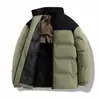 Abrigo acolchado de algodón para hombre con bloqueo de grafeno cálido cálido para pareja, estilo de costura otoño e invierno, cortavientos engrosado con cuello alto