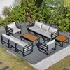 Sofá Exterior de Plástico Madera Ratán Villa Jardín Transfronterizo Desmontaje y Montaje Muebles de Exterior Set de Sofá de Combinación Exterior Europeo y Americano