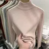 Suéter Tricot Angorá Branco Gola Alta Meia Manga Feminino Outono Inverno Slim Fit Simples Camisa Base Estilo Coreano
