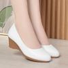 Zapatos de Trabajo Blancos de Cuero Suave para Enfermeras Zapatos de Cuero para Mujer Zapatos de una Sola Capa Cuña Baja Suela Suave Zapatos para Mujer Zapatos para Madres de Mediana Edad Zapatos de Tacón