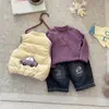 Chaleco de plumón para niño Otoño e Invierno 2026 Modelo Nuevo Ligero Cálido para Bebé Ropa de Abrigo para Bebé Conjunto de Tres Piezas