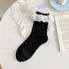 Meias com Renda para Mulheres, Meias de Cano Médio, Estilo Fino para Primavera e Verão, Algodão Puro, Estilo Japonês, Estilo Ballet JK, Meias Longas Lolita