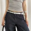 Cinto Branco Fino de Alta Qualidade para Mulheres, Estilo Coreano, Adequado para Vestidos e Jeans, com Acessórios, Decoração de Cinto Minimalista de Nicho