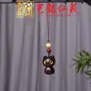 Elegante Colgante Cadena para Teléfono Gato Ébano Negro, Accesorio Cuenta Flor de Loto Blanca Yiming Xianyuan, Colgante Cadena para Bolsos, Adorno Colgante para Coche Gato