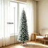 Árbol de Navidad artificial verde de PVC con luces, estilo delgado tipo pluma, decoración navideña al por mayor