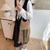 Nuevo Estilo Étnico Bohemio Borla Tejida Bolso Moda Femenina Cuerda de Algodón Bolso Vacaciones Junto al Mar Bandolera de Hombro