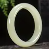 Pulseira de Jade Afegão Verde Natural e Jade Branco Cor de Água Clara Larga Média Pulseira Feminina de Jade Afegão Suprimento Vivo