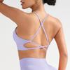 Sutiã Esportivo Feminino, Sutiã de Yoga à Prova de Impacto e Anti-Queda, Sutiã Esportivo Cruzado nas Costas, Top Fitness de Alça Halter para Usar como Roupa Externa