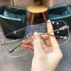 Gafas de Prescripción Sin Montura de Doble Puente, Sencillas y Elegantes, para Hombres y Mujeres, Retro de Ajuste Amplio para Caras Grandes, Montura de Gafas Protectoras Ultraligera