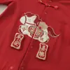 Traje de Año Nuevo para Bebé, Estilo Delgado, Bordado Estilo Chino, Ropa de Año Nuevo de una Sola Capa, Traje Festivo Rojo para Bebé Niño de 100 Días
