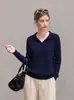 Suéter de tricô base com gola polo vazada para mulheres, suéter de outono de manga comprida com toque de alta qualidade, pode ser usado como camada externa, top de estilo descontraído 9243