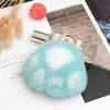Colgante de Felpa de Pata de Gato Llavero Lindo de Gato Adorno Pata de Piel Sintética de Visón Corazón de Niña Colgante de Gato Negro Pequeño para Mochila