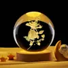 Bola de cristal luminosa para iluminação transfronteiriça, luz noturna luminosa, bola de vidro esculpida, sistema solar esculpido em 3D, enfeites de mesa de aniversário fábrica