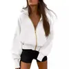 Moletom Cropped com Capuz e Zíper Gd Amazon Feminino Manga Longa Jaqueta com Capuz de Lã Moda Outono Inverno 2024