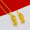 Collar Colgante Pixiu Chapado en Oro de 18 Quilates para Mujer Cadena de Clavícula Pixiu Imitación Oro Celebridad de Internet Joyería Chapada en Oro de Aleación