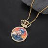 Cross-Border Europeu e Americano Hip-Hop Crown Grande Redondo Personalizado Pingente de Foto DIY Criativo Moldura de Foto Zircão Colar Masculino