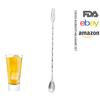 Amazon Colher de Bar de Aço Inoxidável 304 Colher de Mexer para Coquetel Colher de Mistura com Cabo Longo para Bar Chá de Leite Uso Doméstico Diário
