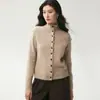 Nuevo suéter de punto trenzado para mujer de otoño e invierno, de cachemira, cuello semi alto, grueso, de un solo pecho, con diseño de parche articulado, estilo cárdigan