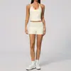 Conjunto deportivo de yoga transfronterizo para mujer, cuello halter, doble hombro, espalda hermosa, control de abdomen, levantamiento de glúteos, secado rápido, conjunto de fitness para correr 4549