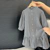 Vestido a cuadros negro nuevo de primavera y otoño para niñas, estilo festivo que combina con todo, vestido sencillo y holgado de estilo coreano para niños, moderno