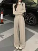 Traje Casual de Moda Adelgazante y Antienvejecimiento para Mujer, Conjunto de Dos Piezas de Ropa Deportiva Suelta con Sudadera con Capucha y Pantalones de Pierna Ancha, Primavera y Otoño