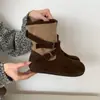 Botines estilo europeo y americano con hebilla de cinturón para mujer, nueva colección otoño 2026, que aumentan la altura, gamuza, punta redonda, botines de trabajo, botines de moda marrones