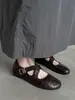 Confissão de Primavera~ Sapatilhas de Bico Redondo com Tiras Cruzadas para Mulheres, Sapatos Baixos Confortáveis com Abertura Rasa