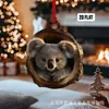 Decoraciones Navideñas Transfronterizas de Búho y Mapache Nuevas, Adornos para Árbol de Navidad, Colgantes Pequeños Planos 2D Acrílicos