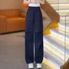 Pantalones de pierna ancha de moda de seda de hielo fina hechos a medida para mujer, nuevo estilo de verano 2026, de cintura alta, adelgazantes, transpirables, frescos, versátiles