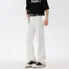 Calça Jeans Branca Estilo Americano Shanggu para Homens Primavera e Verão Tendência Solta Versátil Casual Flare