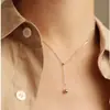 Collar Sencillo con Borla Lanlan para Mujer, Moda Minimalista, Estilo Genial, Cadena para Clavícula de Plata S925 Celebridad de Internet, Cadena para el Cuello Versátil