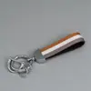 Llavero de Cinta de Nailon Tricolor de Venta Caliente Transfronteriza Llavero de Cuero Colgante Coche Coche Tira de Color Lanyard para Llaves
