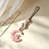 Lótus Cristalizado Lírio do Vale Estilo Nacional Lótus Corrente de Celular com Contas Chaveiro Pingente de Bolsa Joia Exquisita Presente para Mulheres
