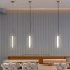 Lámpara de araña lineal minimalista posmoderna para restaurante, modelo de sala creativa de doble cabezal, hogar, redondo, dormitorio, línea larga