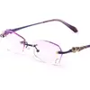 Gafas de Mujer con Corte de Diamante, Monturas de Gafas de Alta Gama con Borde Cortado, Gafas Graduadas sin Aro con Corte de Diamante, Titanio Puro