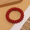Anillo para el pelo de línea telefónica roja Ancora Elástico Alto Banda de Goma Duradera Cuerda para el pelo con cabeza de bola Cabeza cubierta de cuero sin marcas