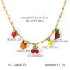 Joia Personalizada Processada Pingente de Resina Cereja Melancia Morango Colar de Aço Inoxidável Feminino Pulseira de Aço Titânio Estilosa Versátil